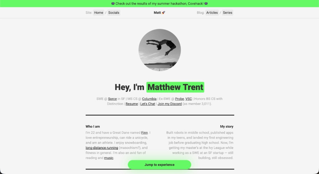 v2 portfolio — neon green Next.js redesign